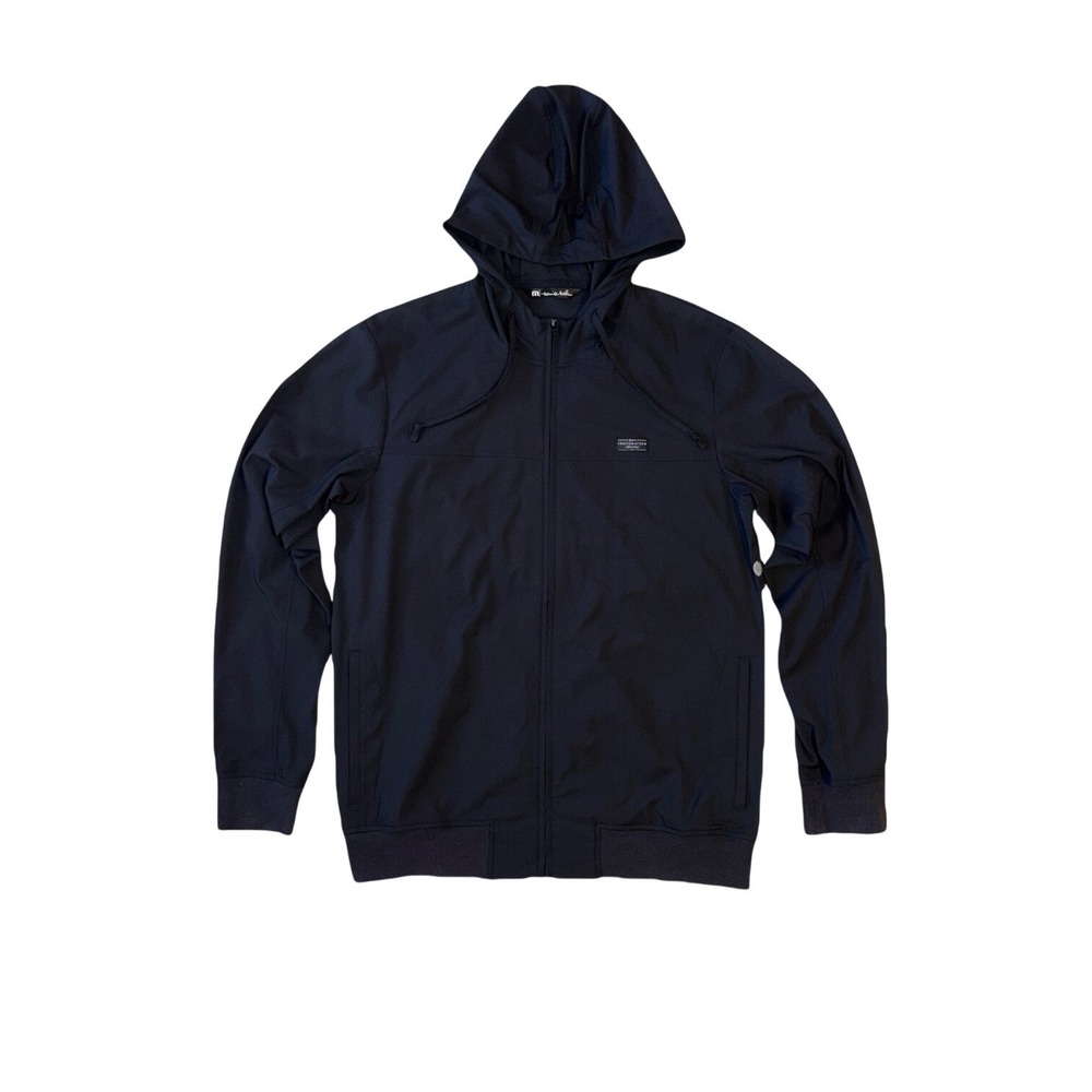 Travis Mathew Wanderlust Jacket Mens M Black Full Zip Hooded Stretch Golf